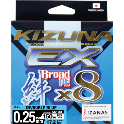 OWNER Шнур Kizuna EX X8 Broad PE invisible blue 150м 0.25мм 17.2кг