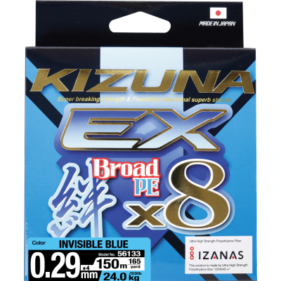 OWNER Шнур Kizuna EX X8 Broad PE invisible blue 150м 0.29мм 24.0кг