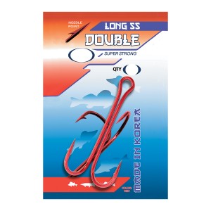 FLAGMAN Крючок двойной Double Hook Long SS Red №1 4шт