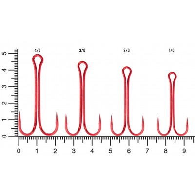 Двойник Flagman Double Hook Long SS Red №4/0 3 шт