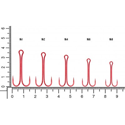 Двойник Flagman Double Hook Long SS Red №8 5 шт