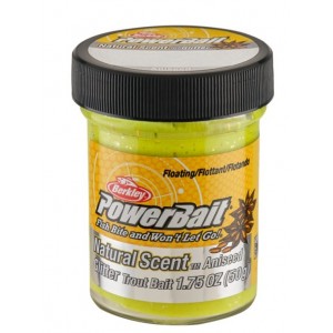 BERKLEY Паста форелевая анис желтая PowerBait Natural Glittert Trout Bait Sunshine Yellow