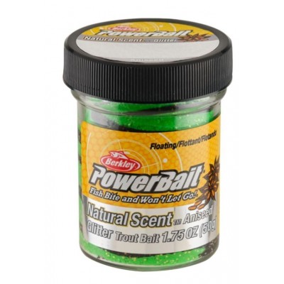 BERKLEY Паста форелевая анис зелено черная PowerBait Natural Glittert Spring Green Black