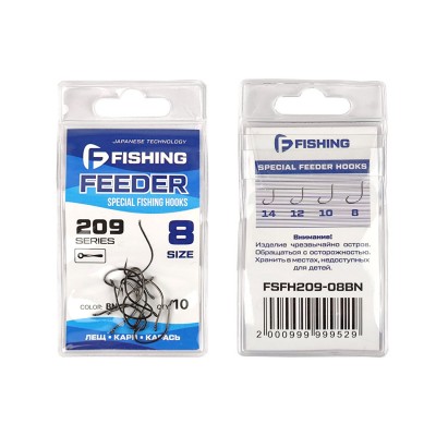 F-FISHING Крючок Special Feeder Hooks 209 №08 10шт F-FISHING Крючок Special Feeder Hooks 209 №08 10шт