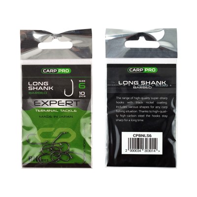 CARP PRO Крючок Black Nickel Long Shank №6 10шт