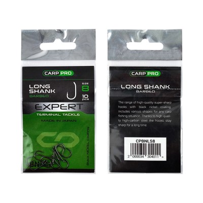CARP PRO Крючок Black Nickel Long Shank №8 10шт