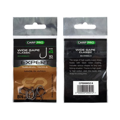 CARP PRO Крючок Black Nickel Wide Gape Classics №4 10шт