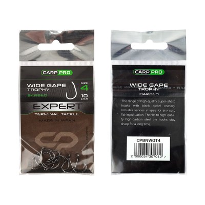 CARP PRO Крючок Black Nickel Wide Gape Trophy №4 10шт