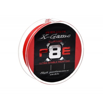 AZURA Шнур плетеный X Game PE Х8 150м Fiery Red #1.2 0.185мм 9.0кг 20lb