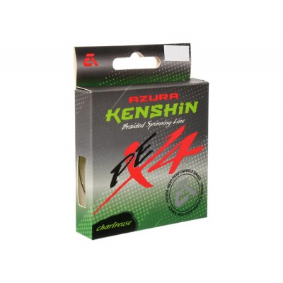 AZURA Шнур плетеный Kenshin PE X4 150м Chartreuse 0,117мм 3,2кг 7lb