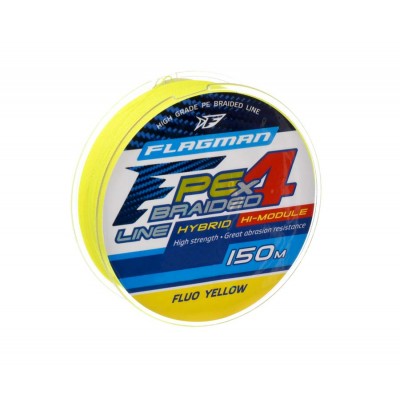 FLAGMAN Шнур PE Hybrid F4 150м Fluo Yellow 0.10мм 4.6кг 10lb