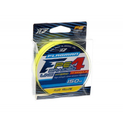 FLAGMAN Шнур PE Hybrid F4 150м Fluo Yellow 0.10мм 4.6кг 10lb