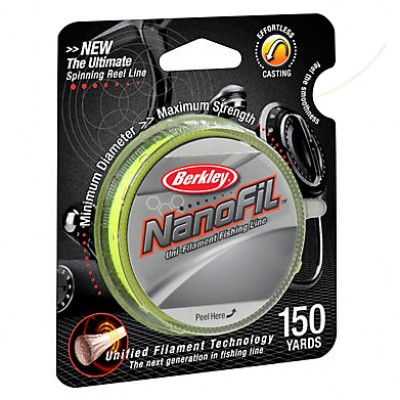 BERKLEY Шнур Nanofil 125м яркожелтый 0.20мм 12.6кг Hi-Vis Chartreuse