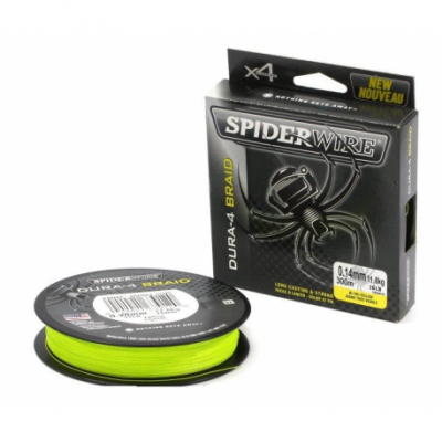 SPIDERWIRE Шнур плетеный Х4 Dura Braid 150м яркожелтый 0,20мм 17,0кг 37lb Yel