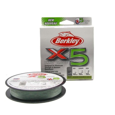 BERKLEY Шнур плетеный X5 150м темнозеленый 0.14мм 14.2кг