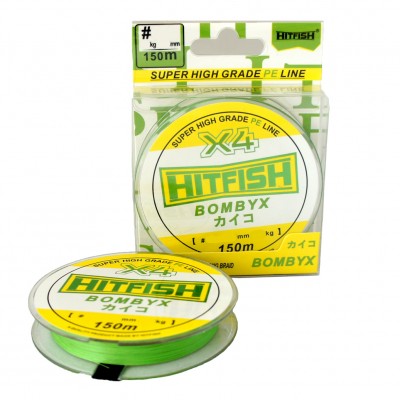 Шнур HITFISH BOMBYX 4X PE 150 m (Light green) #1.0 0.165mm/5,20 kg