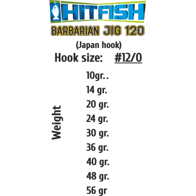 Джиг-головки HITFISH BARBARIAN JIG 120 #12/0 вес 48 gr (2 шт/уп)