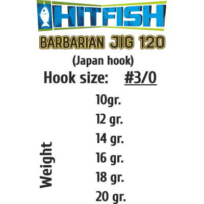HITFISH Джиг-головка Barbarian Jig 120 №3/0 16г 4шт