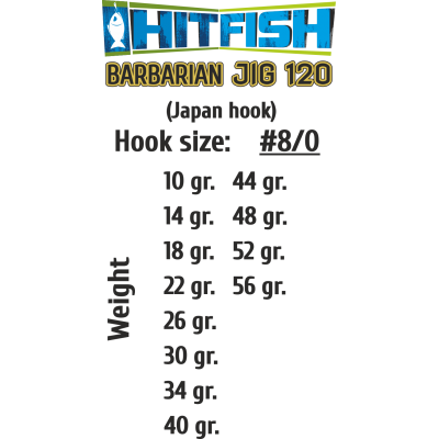 HITFISH Джиг-головка Barbarian Jig 120 №8/0 40г 2шт