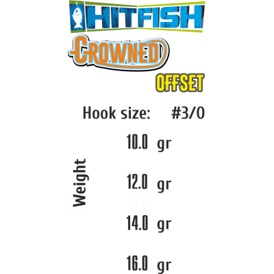 Офсетный крючок с огрузкой HITFISH Crowned Offset #3/0 12 gr. (3 шт/уп)
