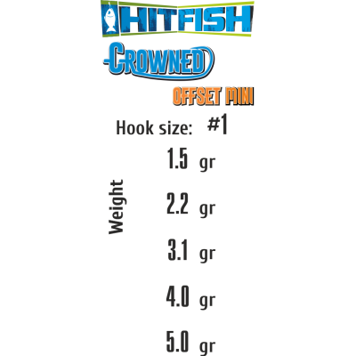 Офсетный крючок с огрузкой HITFISH Crowned Offset Mini #1 2.2 gr. (4 шт/уп)