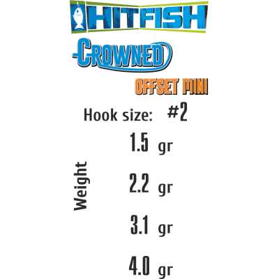 Офсетный крючок с огрузкой HITFISH Crowned Offset Mini #2 2.2 gr. (4 шт/уп)
