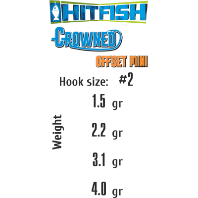 HITFISH Крючок офсетный с огрузкой Crowned Offset Mini №2 3.1г 4шт