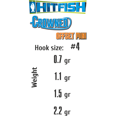 Офсетный крючок с огрузкой HITFISH Crowned Offset Mini #4 2.2 gr. (4 шт/уп)
