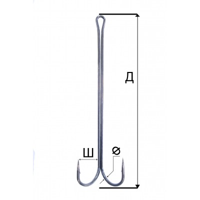 HITFISH Крючок двойной Double Elongate+hook with long shank №3/0 83мм 3шт