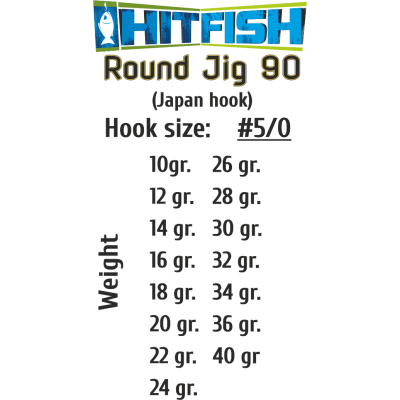 Джиг-головки HITFISH ROUND JIG 90 # 5/0-30 g (3 pcs)