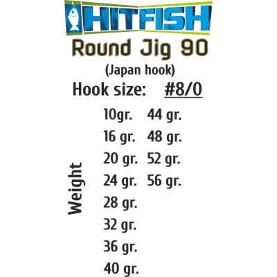 Джиг-головки HITFISH ROUND JIG 90 # 8/0-48 g (2 pcs)