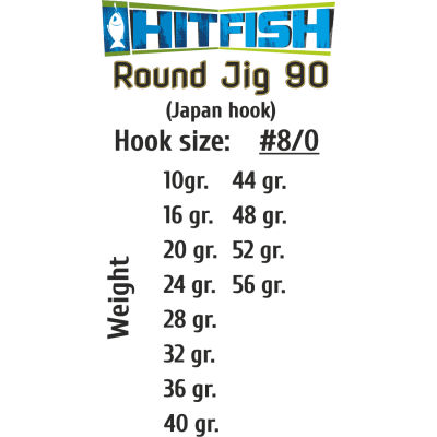 HITFISH Джиг-головка Round Jig 90 №8/0 40г 2шт