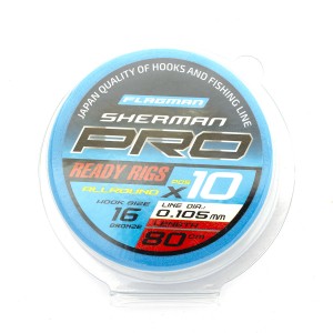 Готовые поводки Flagman SHERMAN PRO ALLROUND READY RIG 0,105mm, #16, 80cm