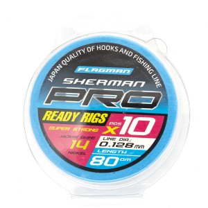 Готовые поводки Flagman SHERMAN PRO SUPER STRONG READY RIG 0,128mm,#14, 80cm