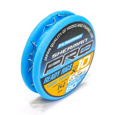 FLAGMAN Поводок готовый Sherman Pro Wide Gape Ready Rigs №14 d0.148мм 80см 10шт