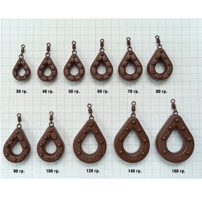 F-FISHING Грузило Gripper с вертлюгом 60г brown 2шт ВР