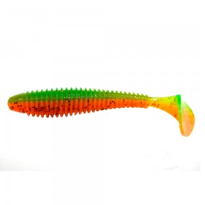 FLAGMAN Виброхвост Mystic Fish Fat 3,8" #0215 Orange Chartreuse