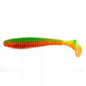 F-FISHING Виброхвост Mystic Fish Fat 3.8" #0215 Orange Chartreuse